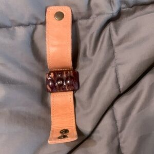 leather bracelet with glass blown jem